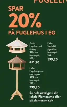 Plantorama SPAR 20% PÅ FUGLEHUS I EG tilbud