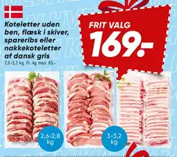 Bilka Koteletter / flæsk i skiver / spareribs / nakkekoteletter af dansk gris tilbud