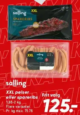 Bilka Salling XXL pølser eller spareribs tilbud