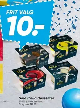 Bilka Solo Italia desserter / Naturlí mousse tilbud