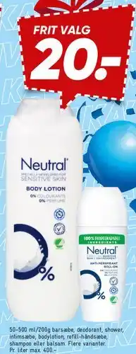 Bilka Neutral kropspleje (bodylotion / deodorant) tilbud