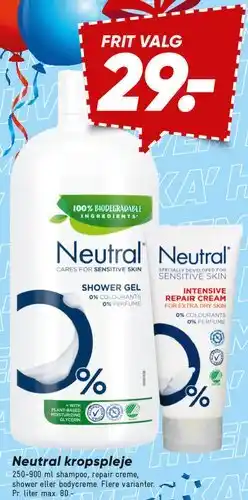 Bilka Neutral kropspleje (shower gel / repair cream / shampoo) tilbud
