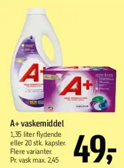 Føtex A+ vaskemiddel tilbud