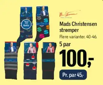 Føtex Mads Christensen strømper 5 par tilbud