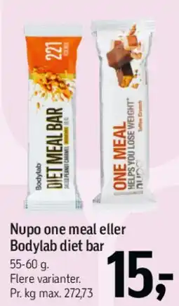 Føtex Nupo one meal eller Bodylab diet bar tilbud