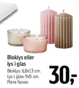 Føtex Bloklys eller lys i glas tilbud