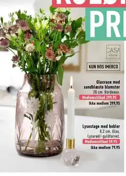 Imerco Glasvase med sandblæste blomster tilbud