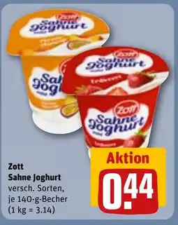 REWE DE Zott Sahne Joghurt tilbud
