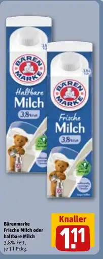 REWE DE Bärenmarke Frische Milch oder haltbare Milch tilbud