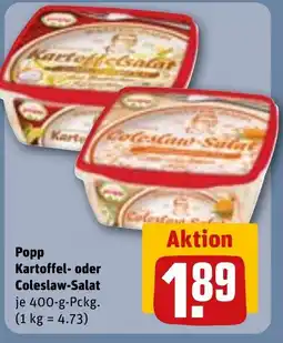 REWE DE Popp Kartoffel- oder Coleslaw-Salat tilbud
