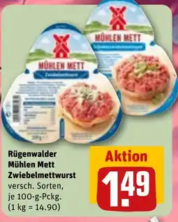 REWE DE Rügenwalder Mühlen Mett Zwiebelmettwurst tilbud