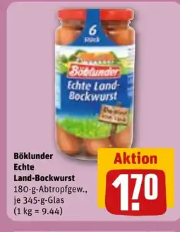 REWE DE Böblunder Echte Land- Bockwurst tilbud