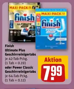 REWE DE Finish Ultimate Plus Geschirrreinigertabs oder Power Classic Geschirrreinigertabs tilbud