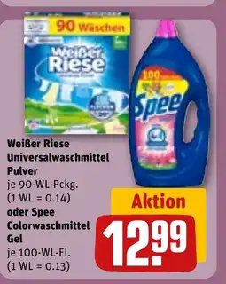 REWE DE Weißer Riese Universalwaschmittel Pulver oder Spee Colorwaschmittel Gel tilbud