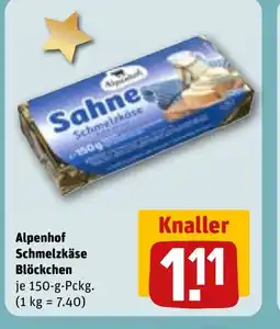REWE DE Alpenhof Schmelzkäse Blöckchen tilbud