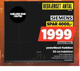 Power SIEMENS 60 cm induktion EH651BEB6E tilbud