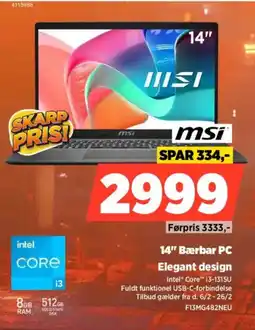 Power MSI14" Bærbar PC F13MG482NEU tilbud