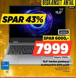 Power Lenovo 15,6" bærbar gaming pc 83JE0050MX tilbud
