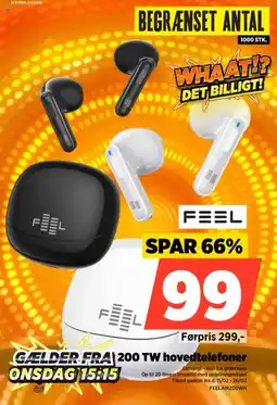 Power FEEL 200 TW hovedtelefoner FEELAIR200WH tilbud