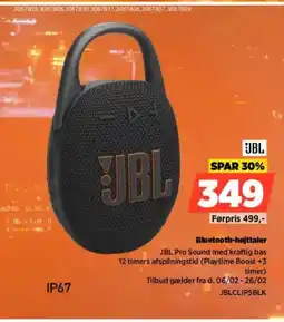 Power JBL Bluetooth-højttaler JBLCLIP5BLK tilbud