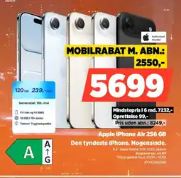 Power Apple iPhone Air 256 GB IP17A256GSBK tilbud