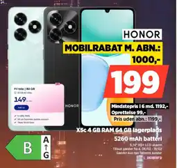 Power HONOR X5c 4 GB RAM 64 GB lagerplads tilbud