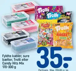 REMA 1000 Fyldte kabler, sure bælter, Trolli eller Candy Hits Mix tilbud