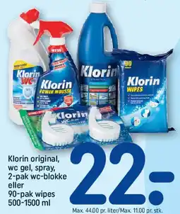 REMA 1000 Klorin original, WC gel, spray, wipes (500-1500 ml) tilbud