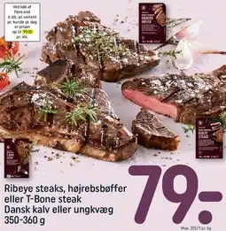 REMA 1000 Ribeye steaks, højrebsbøffer eller T-Bone steak tilbud