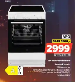 Power AEG Keramisk komfur CCB6400BBW tilbud