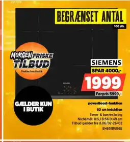 Power SIEMENS 60 cm induktion EH651BEB6E tilbud