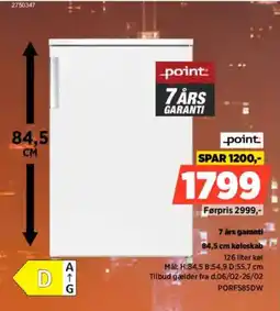 Power Point 84,5 cm køleskab PORF585DW tilbud