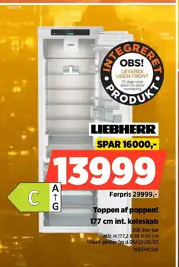 Power LIEBHERR 177 cm int. køleskab IKB51VC501 tilbud