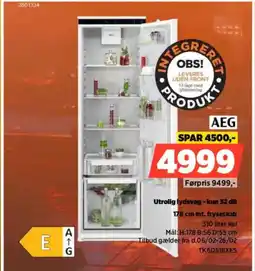 Power AEG 178 cm int. fryseskab TK6DS18XES tilbud