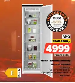 Power AEG 178 cm int. fryseskab TB7NA18XES tilbud