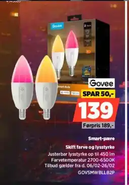 Power Govee Smart-pære GOVSMWBLLB2P tilbud