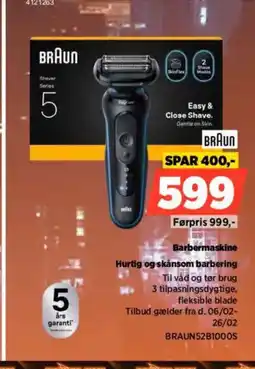 Power BRAUN Barbermaskine BRAUN52B1000S tilbud