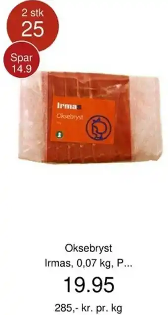 Coop.dk MAD Oksebryst Irmas 0,07 Kg tilbud