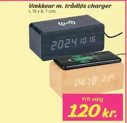 Hi five Vækkeur m. trådløs charger tilbud