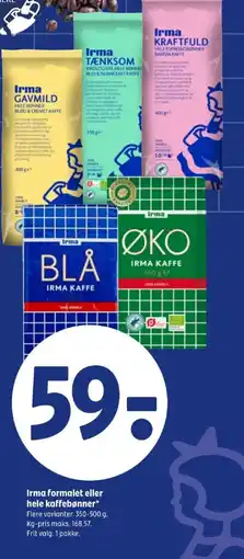 Coop 365 Irma formalet eller hele kaffebønner tilbud
