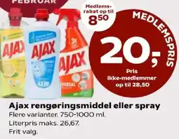 Coop 365 Ajax rengøringsmiddel eller spray tilbud