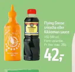 Føtex Flying Goose sriracha eller Kikkoman sauce tilbud
