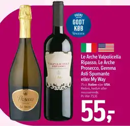 Føtex Le Arche Valpolicella Ripasso, Le Arche Prosecco, Gemma Asti Spumante eller My Way tilbud
