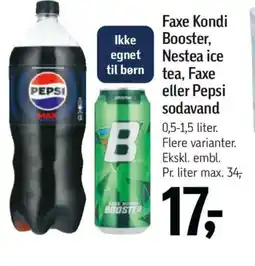 Føtex Faxe Kondi Booster, Nestea ice tea, Faxe eller Pepsi sodavand tilbud
