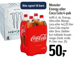 Føtex Monster Energy eller Coca Cola 4-pak tilbud