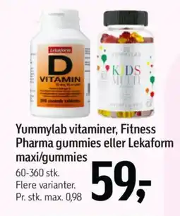 Føtex Yummylab vitaminer, Fitness Pharma gummies eller Lekaform maxi/gummies tilbud