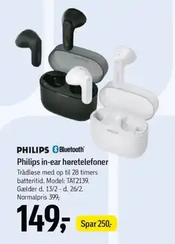 Føtex PHILIPS in-ear høretelefoner tilbud