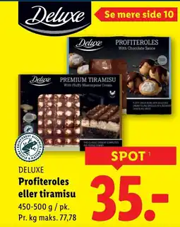 Lidl DELUXE Profiteroles eller tiramisu tilbud