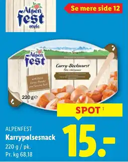Lidl ALPENFEST Karrypølsesnack tilbud