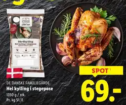 Lidl DE DANSKE FAMILIEGÅRDE Hel kylling i stegepose tilbud